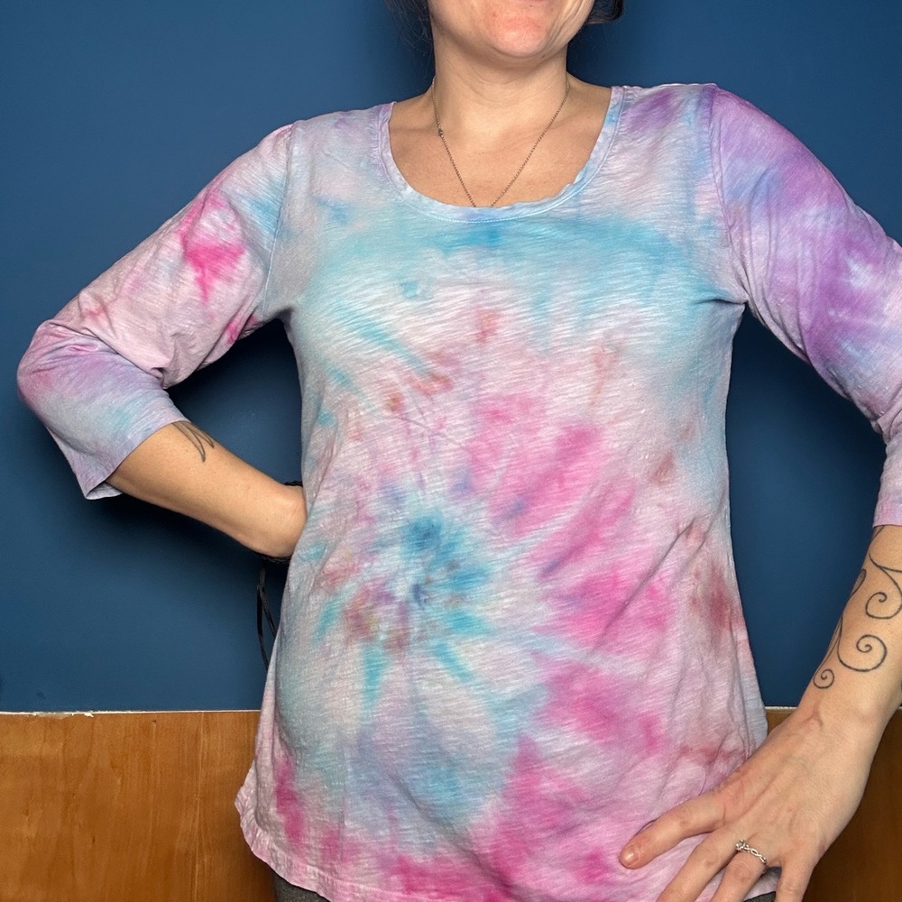 Tie-Dye Women's Top - Pink and Blue